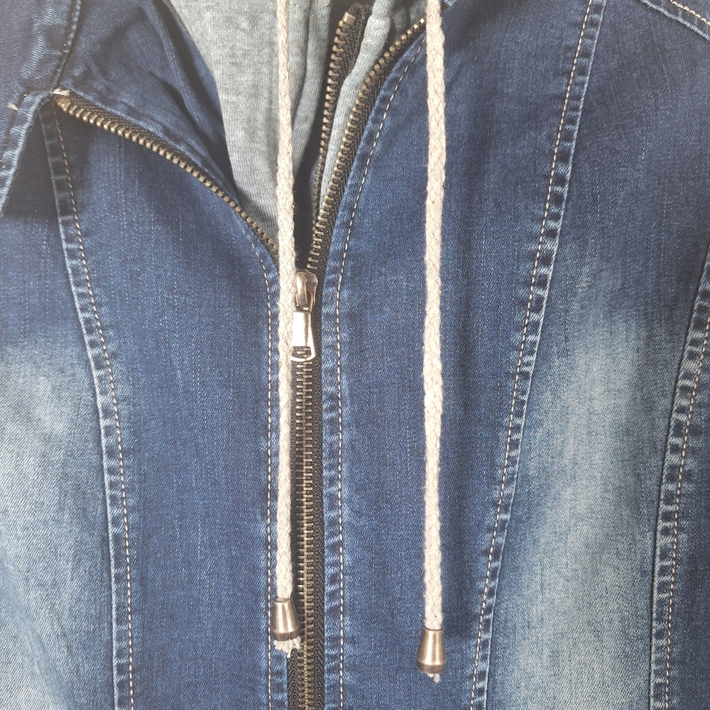 DownEast Dark Blue Jean Jacket with Gray Accents - Picture 3 of 5